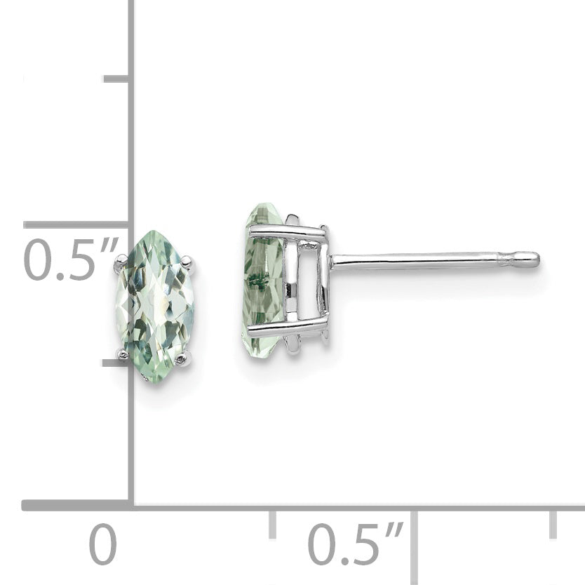 14kw 7x3.5mm Marquise Checker-Cut Green Quartz Earring