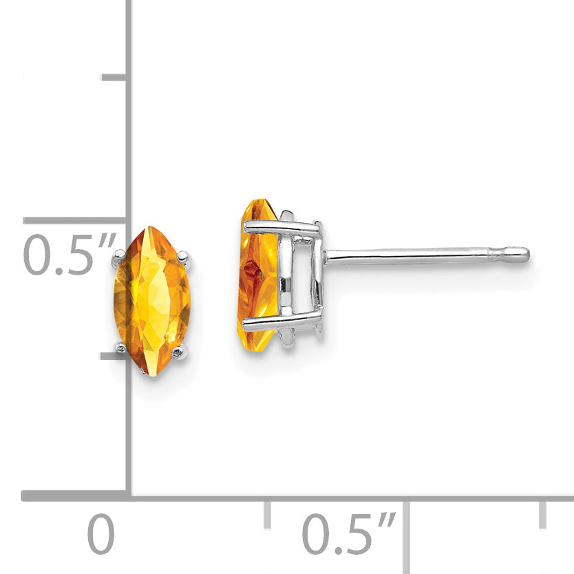 14k White Gold 7x3.5mm Marquise Citrine earring