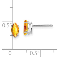 14k White Gold 7x3.5mm Marquise Citrine earring