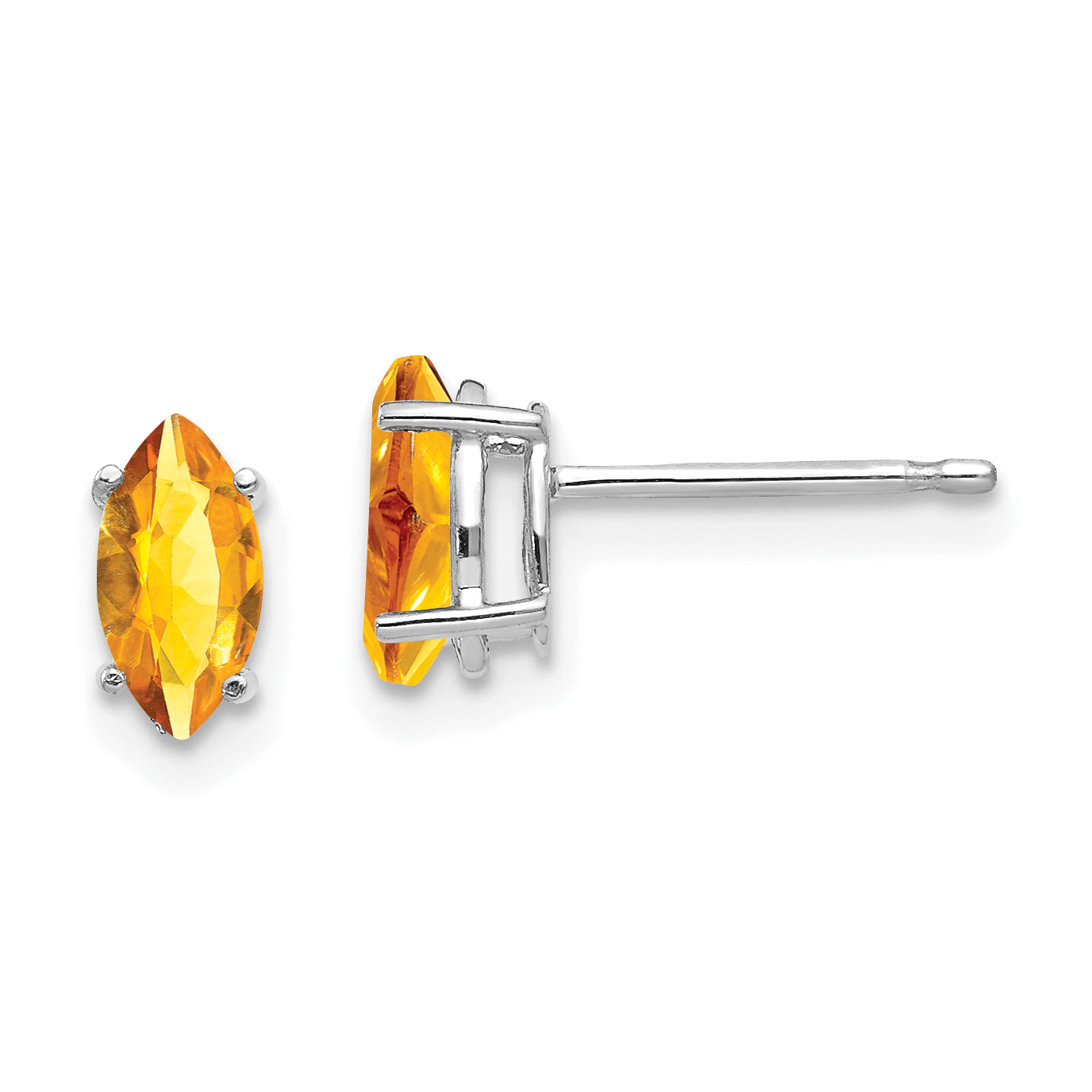 14k White Gold 7x3.5mm Marquise Citrine earring