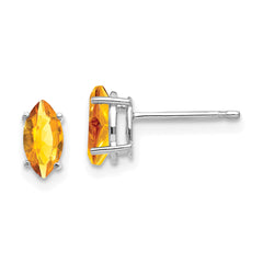 14k White Gold 7x3.5mm Marquise Citrine earring