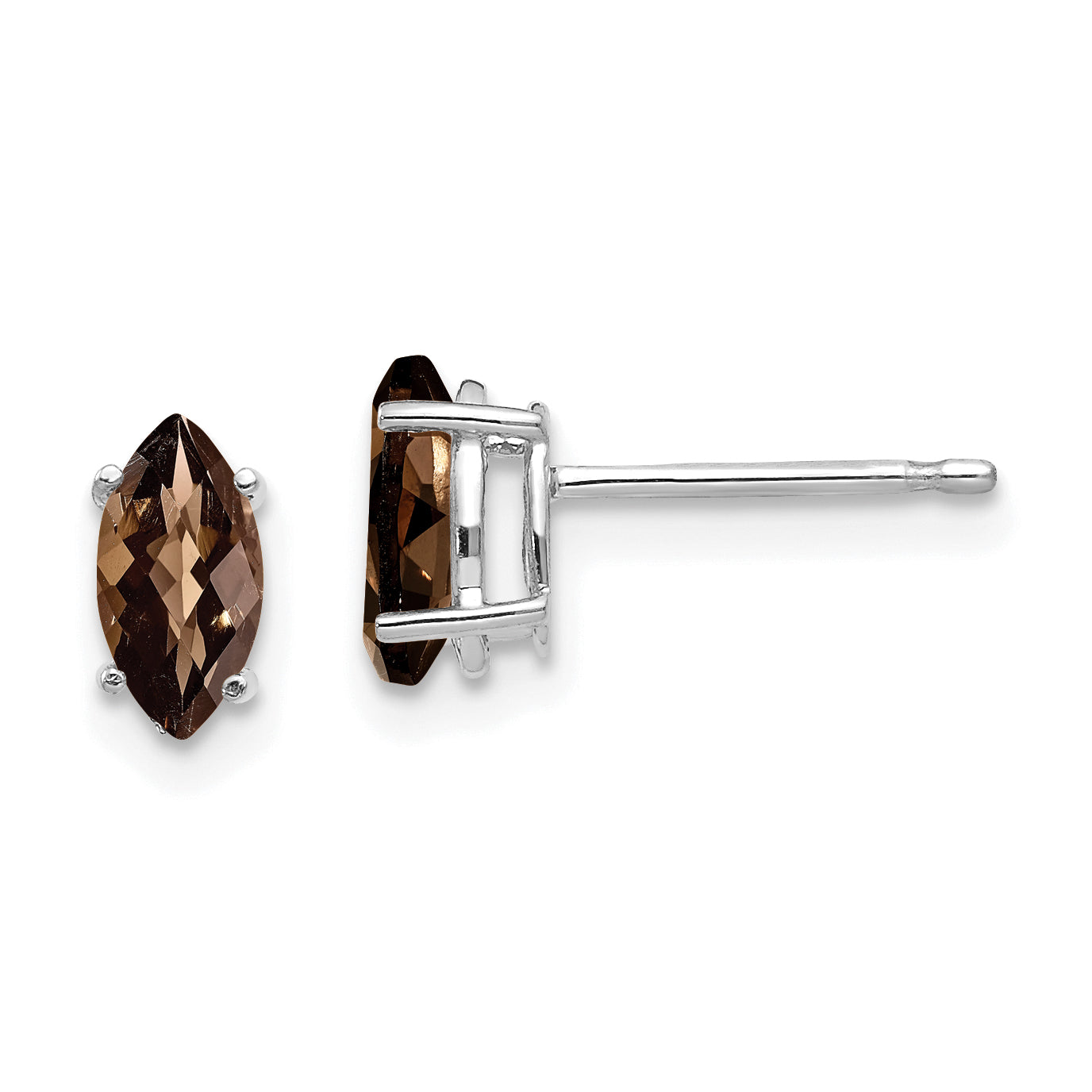 14kw 7x3.5mm Marquise Checker-Cut Smoky Quartz Earring