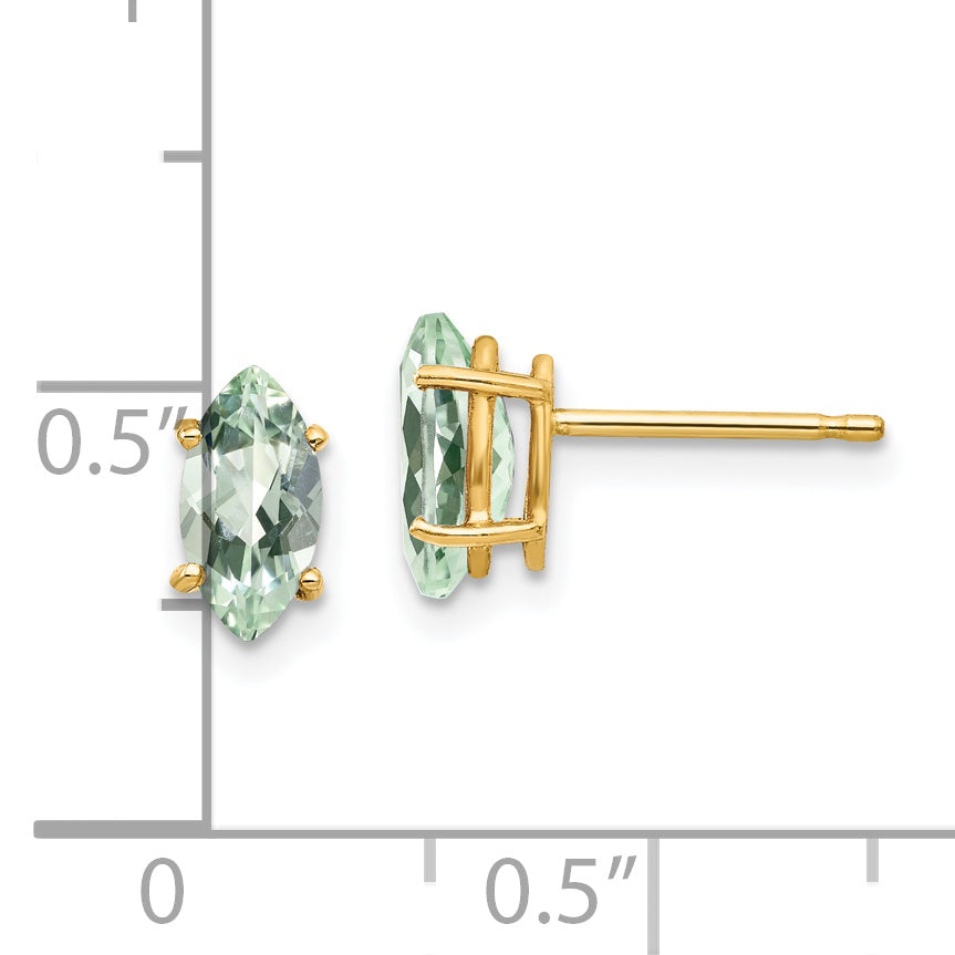 14k 8x4 Marquise Green Quartz Earring