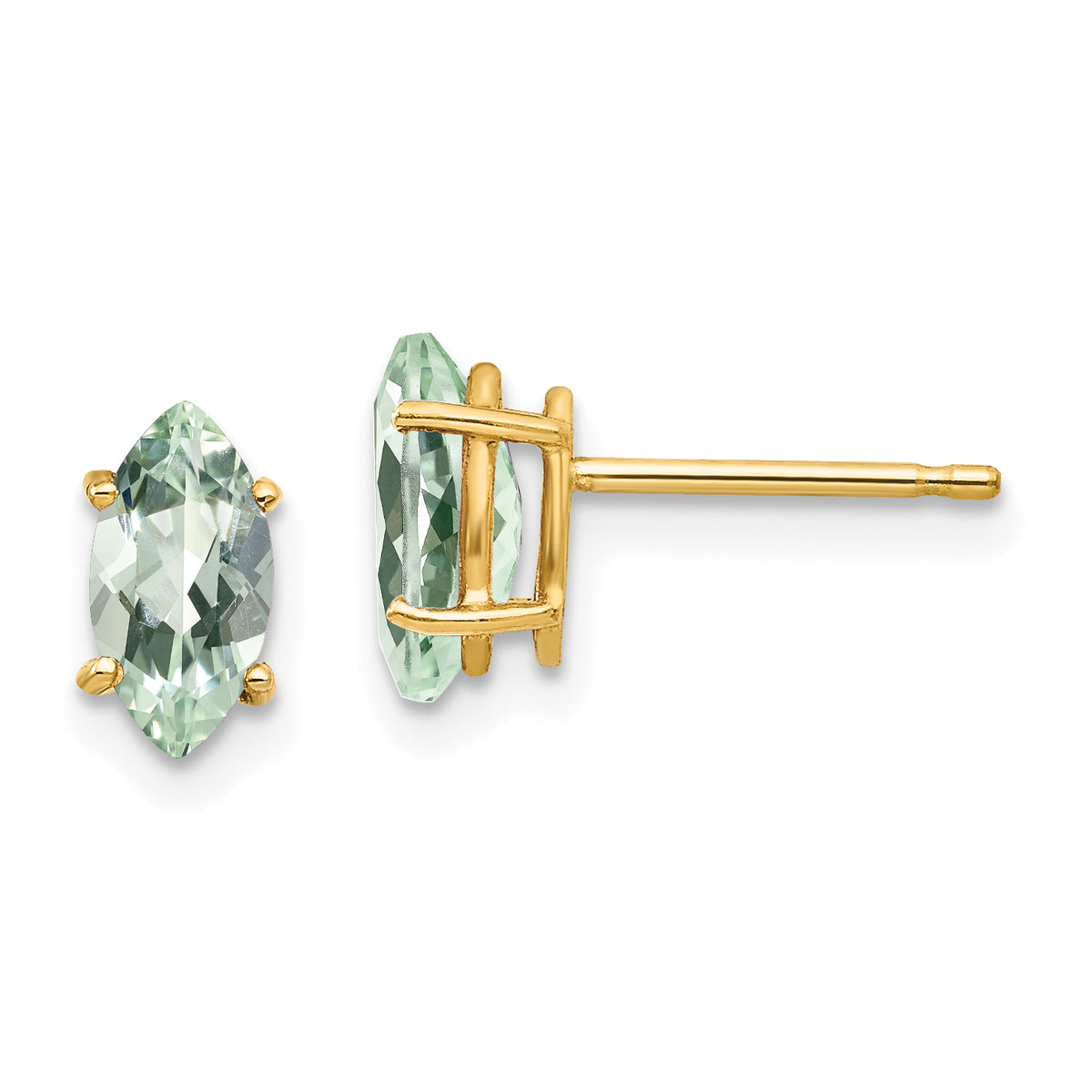 14k 8x4 Marquise Green Quartz Earring