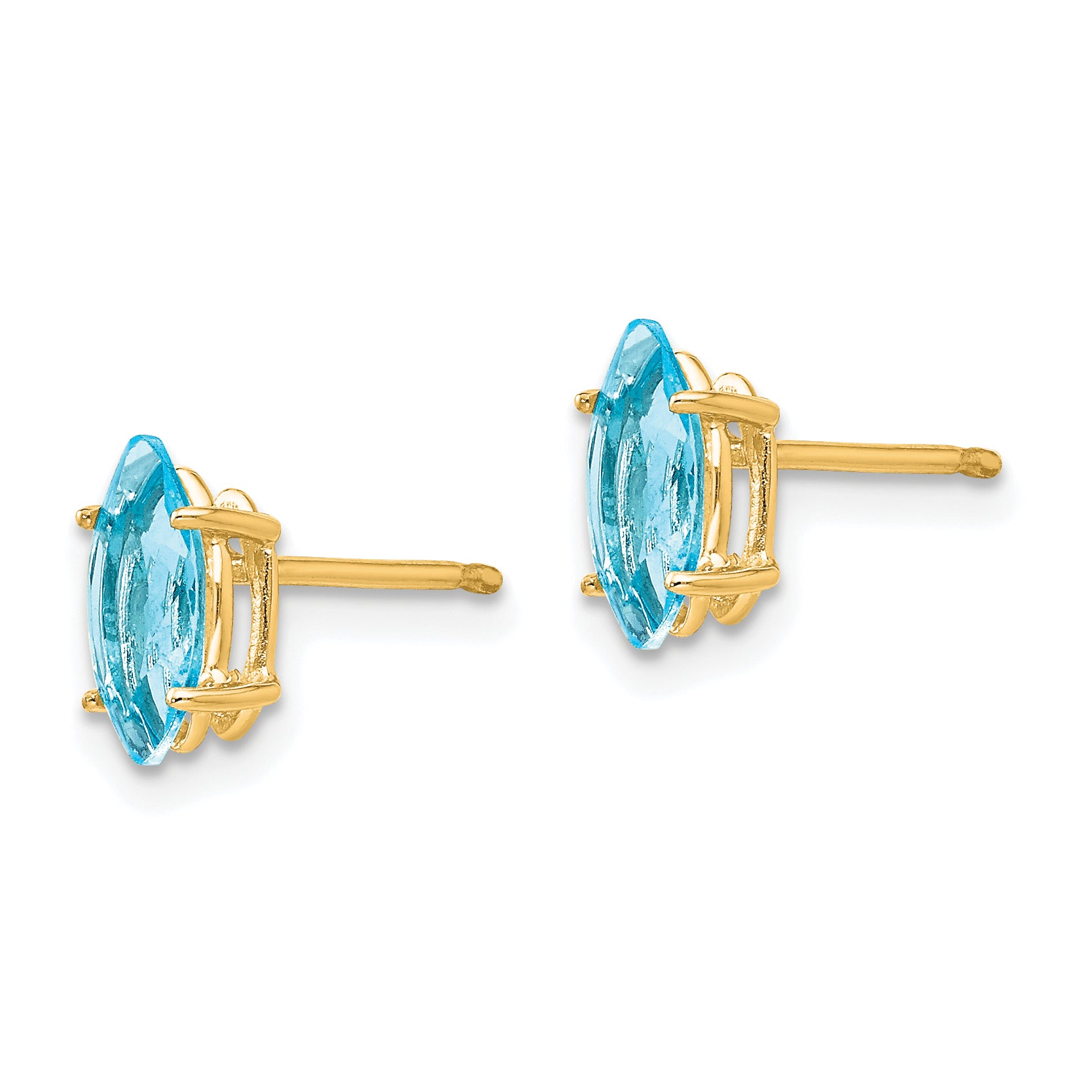 14k Blue Topaz Marquise Stud Earring