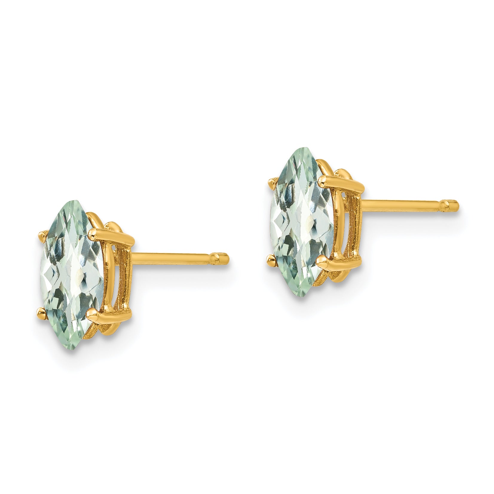 14k 8x4 Marquise Checker-Cut Green Quartz Earring