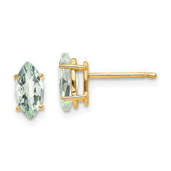 14k 8x4 Marquise Checker-Cut Green Quartz Earring