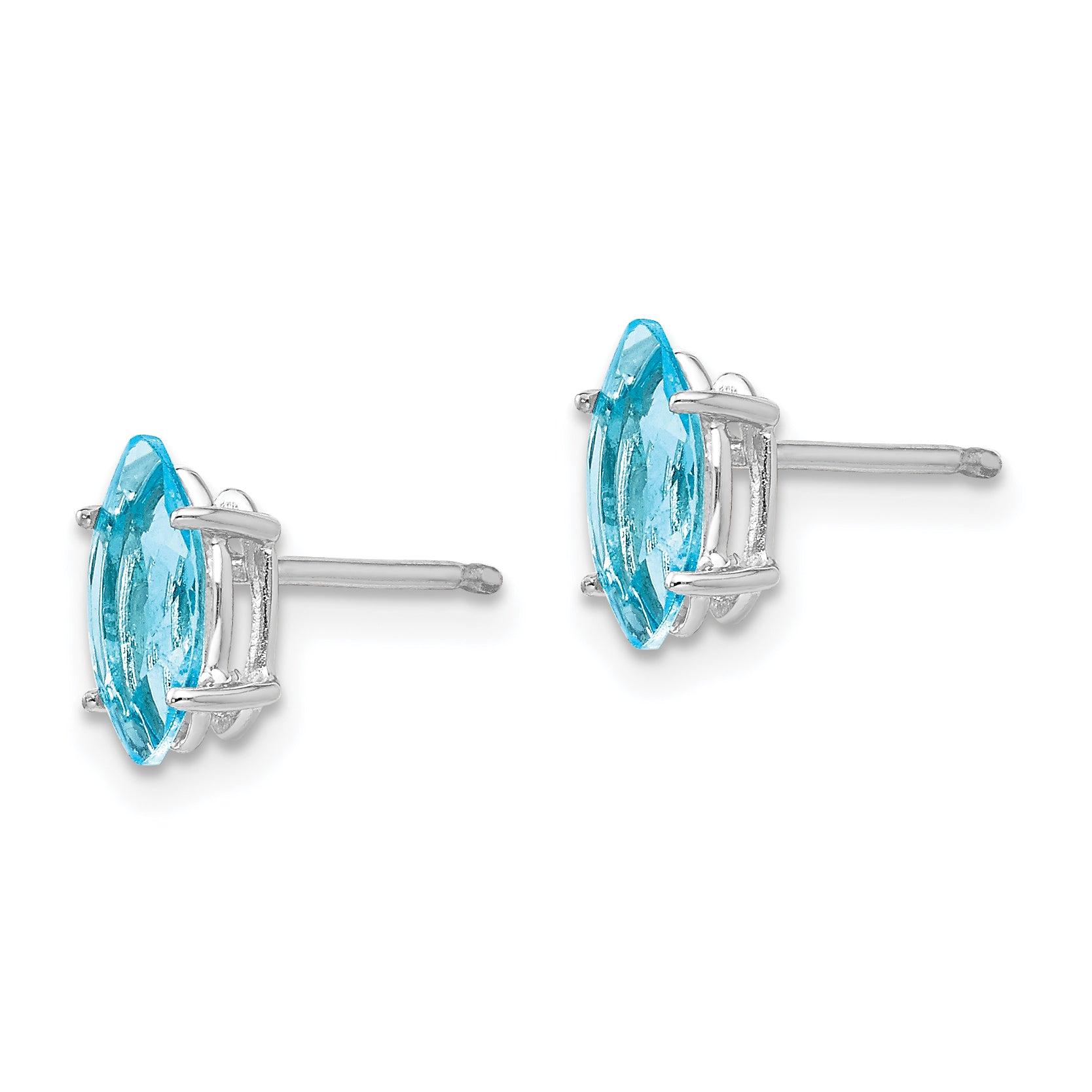 14k White Gold 8x4mm Marquise Blue Topaz earring