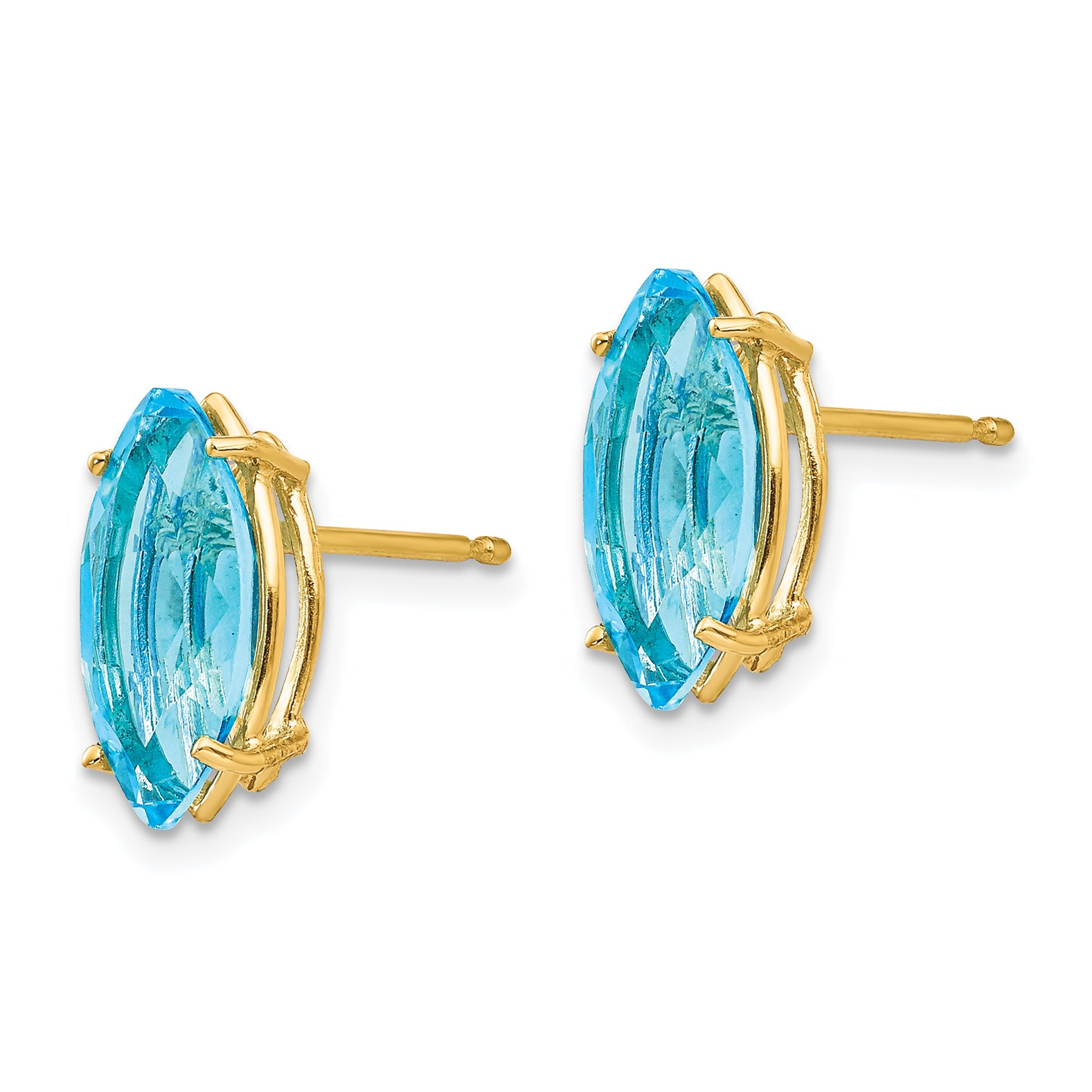 14k Blue Topaz marquis stud earring