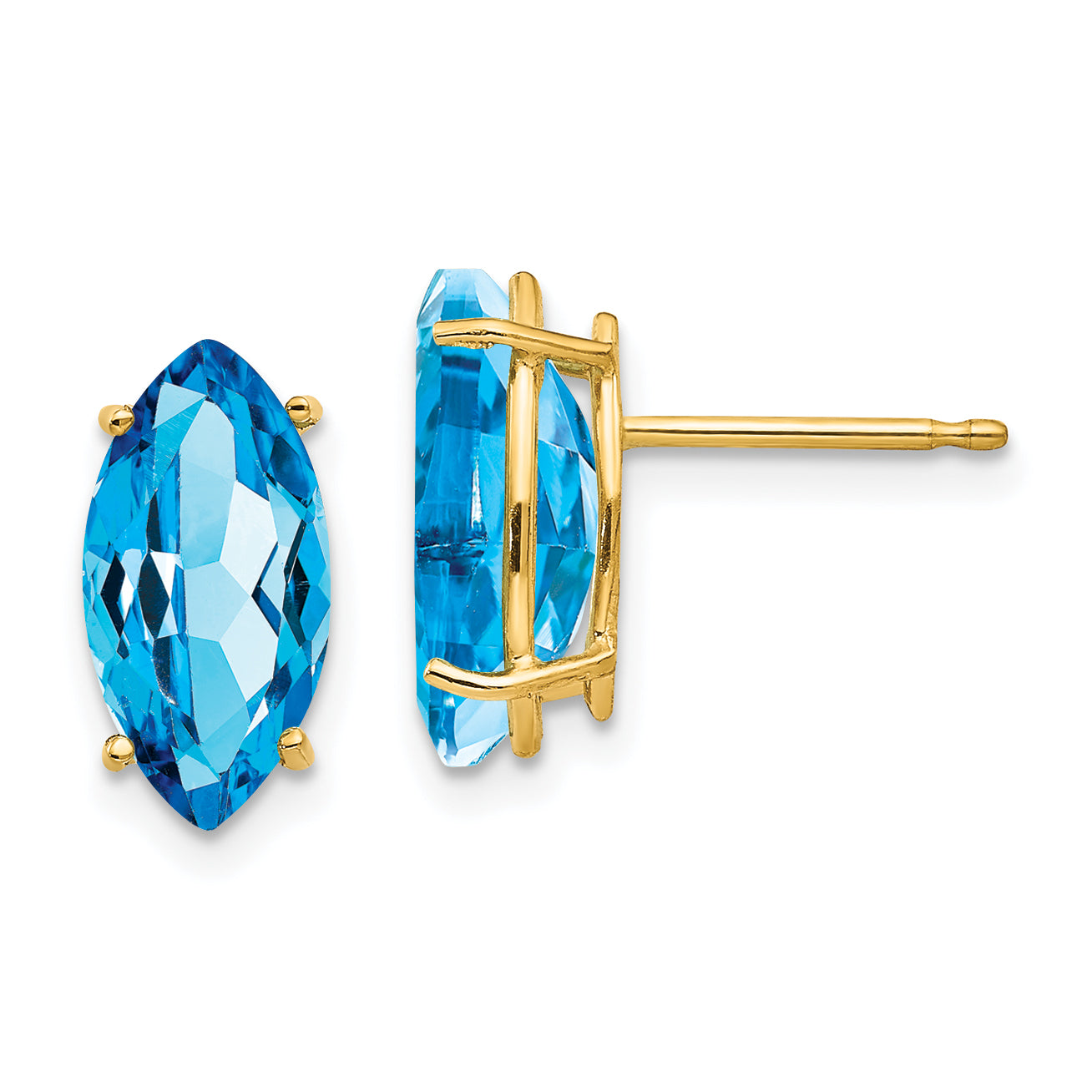 14k Blue Topaz marquis stud earring