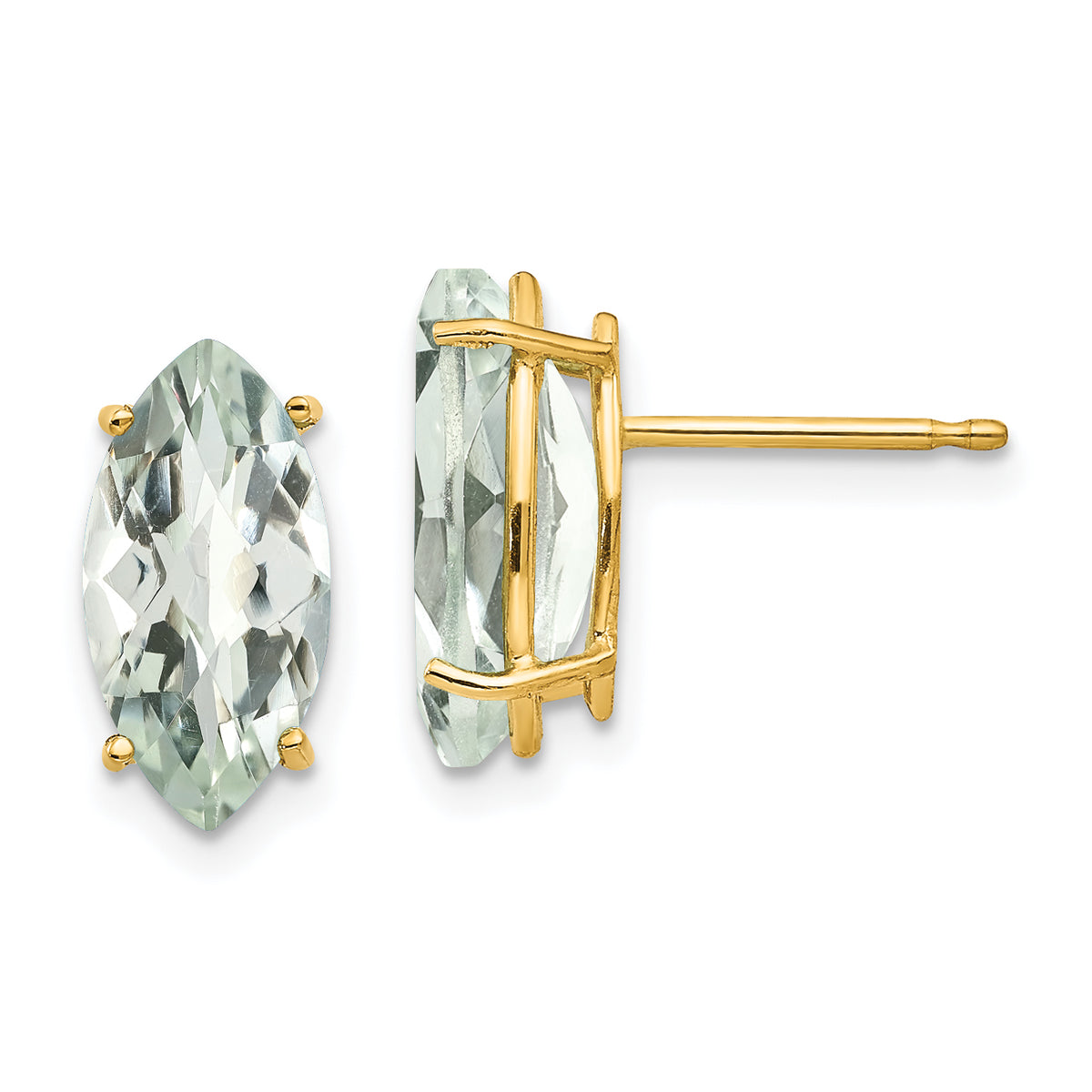 14k 10x5 Marquise Checker-Cut Green Quartz Earring