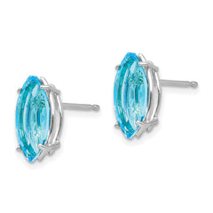 14k White Gold 10x5mm Blue Topaz Marquise Stud Earring