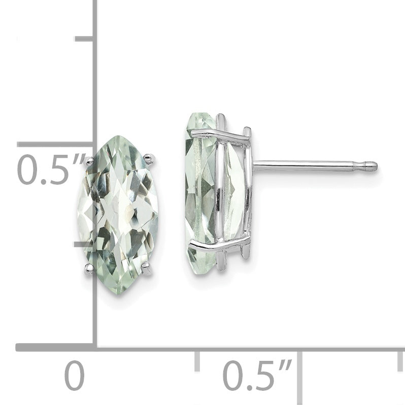 14kw 10x8mm Marquise Checker-Cut Green Quartz Earring