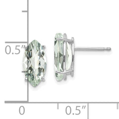 14kw 10x8mm Marquise Checker-Cut Green Quartz Earring