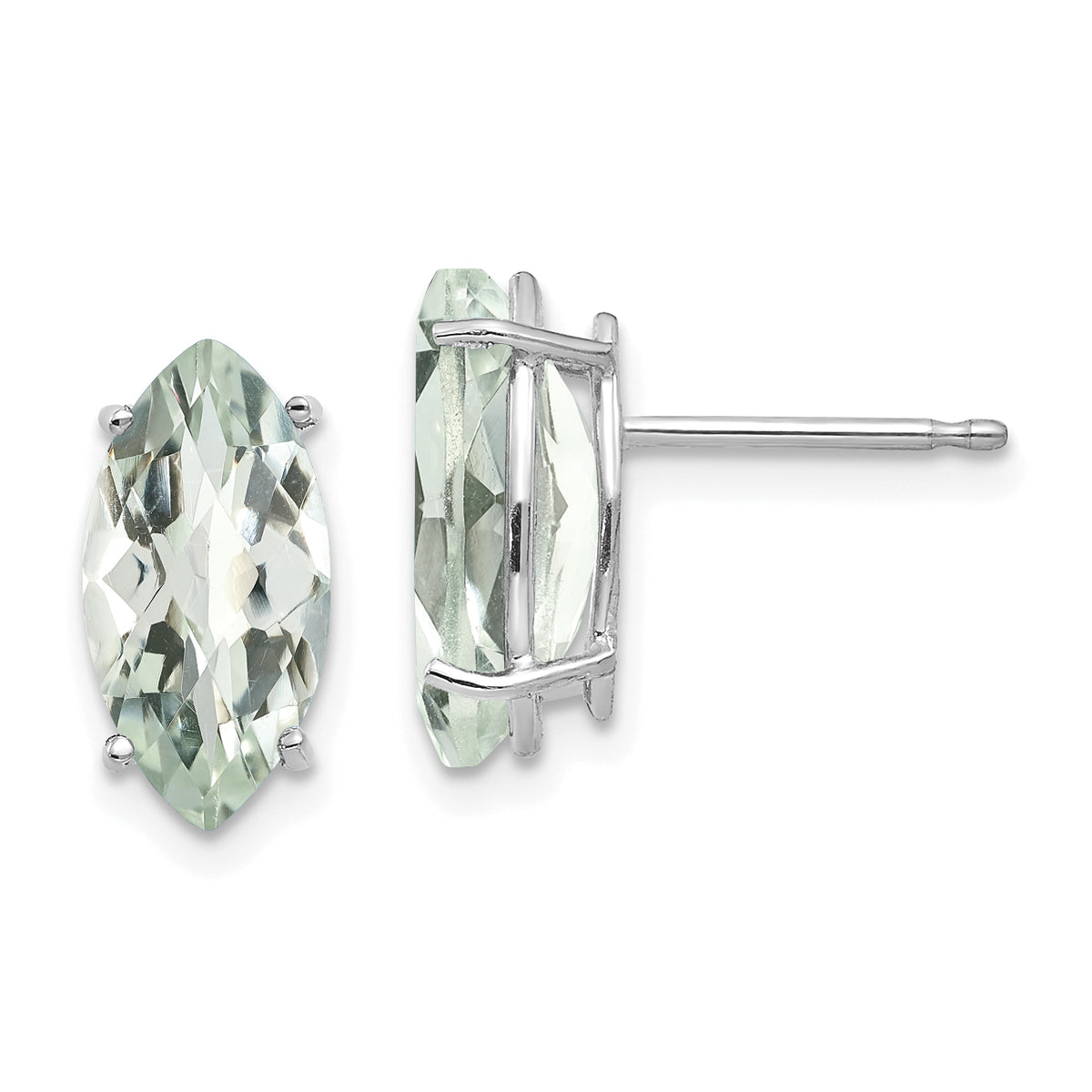 14kw 10x8mm Marquise Checker-Cut Green Quartz Earring