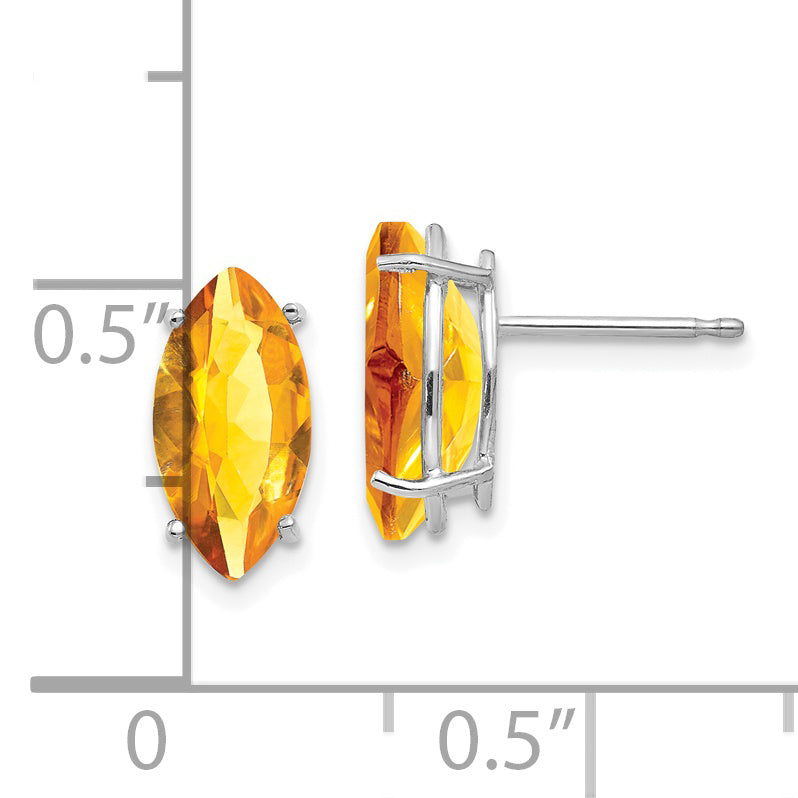 14k White Gold 10x5mm Marquise Citrine earring