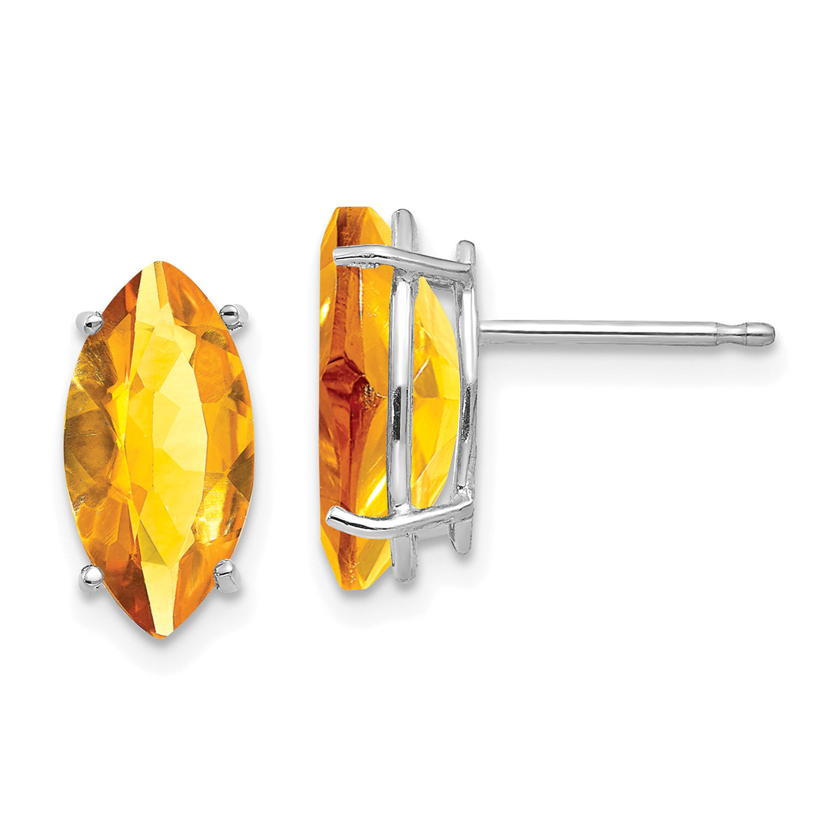 14k White Gold 10x5mm Marquise Citrine earring