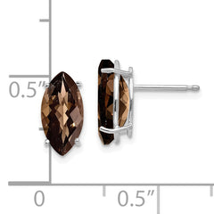 14kw 10x8mm Marquise Checker-Cut Smoky Quartz Earring