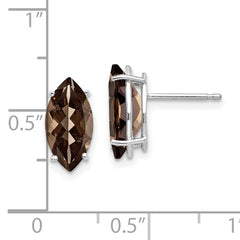 14kw Marquise 4-Prong 12 x 6mm Smoky Quartz Earring