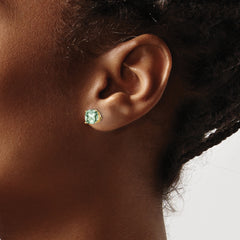 14k 6mm Cushion Green Quartz Earring