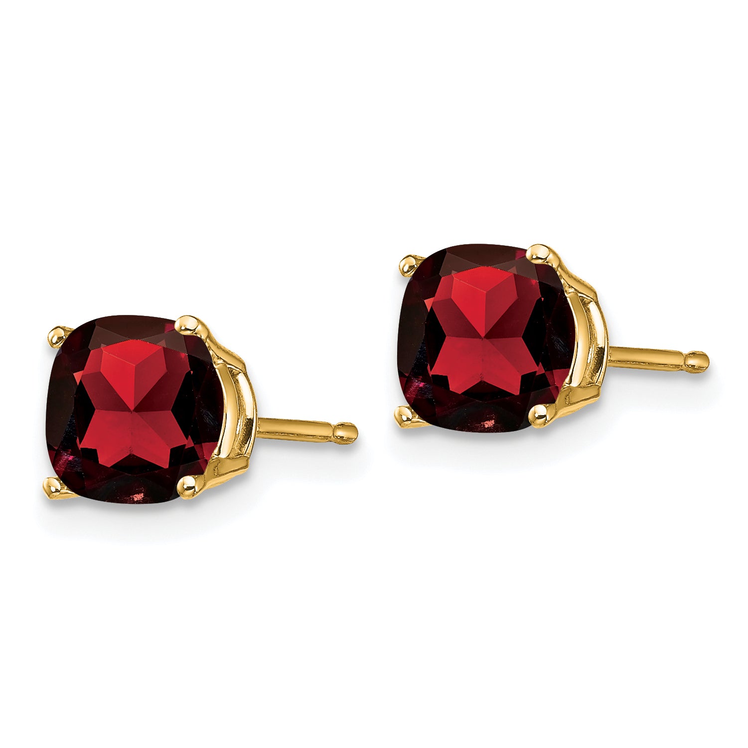 14k 6x6mm Cushion Garnet Checker Earring