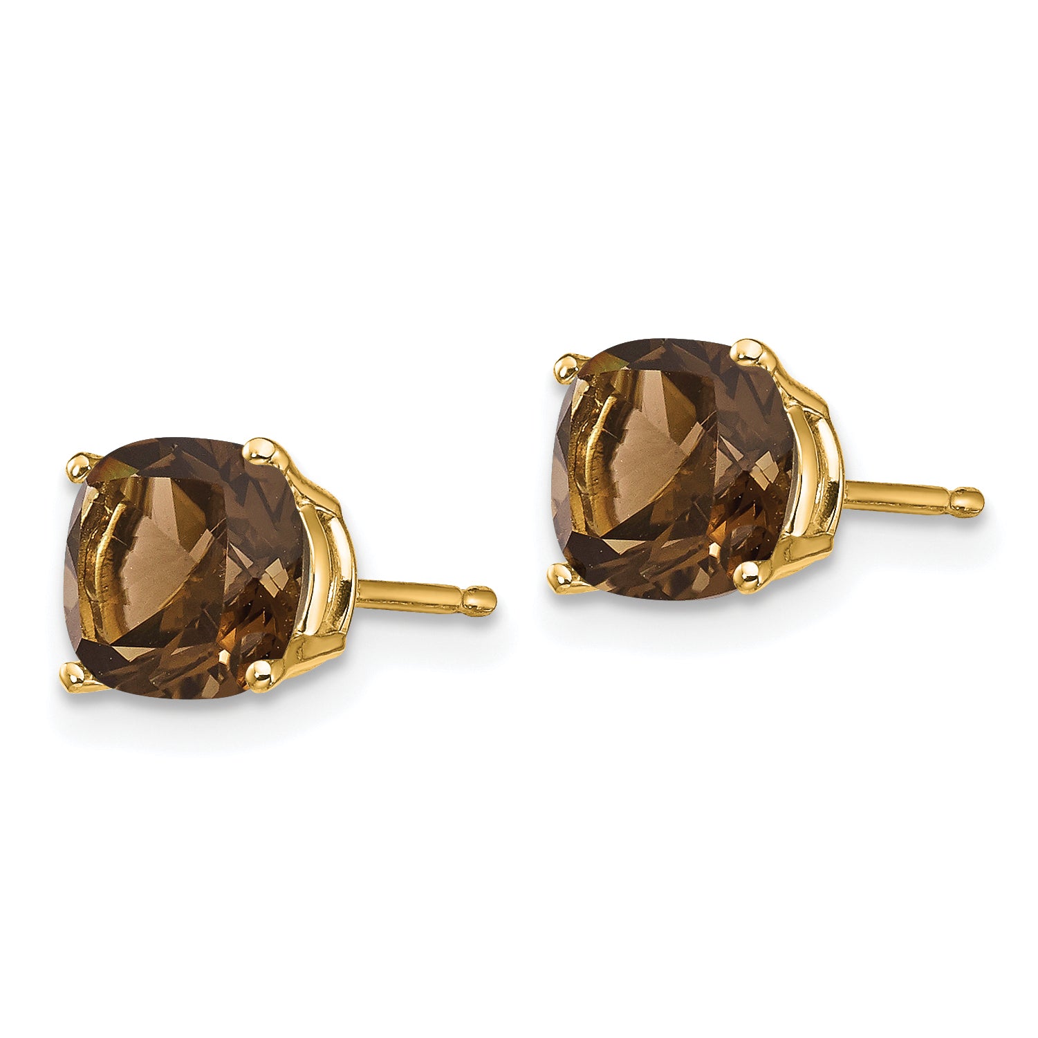 14k 6mm Cushion Smoky Quartz Earring