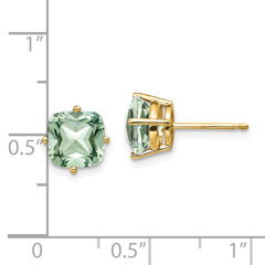 14k 7mm Cushion Green Quartz Earring