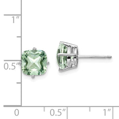 14kw 7mm Cushion Green Quartz Earring