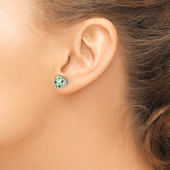 14kw 7mm Cushion Checker-Cut Green Quartz Earring