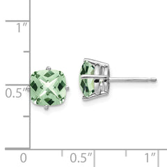 14kw 7mm Cushion Checker-Cut Green Quartz Earring