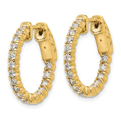 14k Diamond Round Hoop w/Safety Clasp Earrings