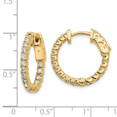 14k Diamond Round Hoop w/Safety Clasp Earrings