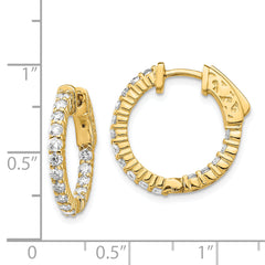 14k Diamond Round Hoop w/Safety Clasp Earrings