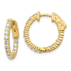 14k Diamond Round Hoop w/Safety Clasp Earrings