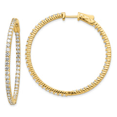 14k Diamond Round Hoop w/Safety Clasp Earrings