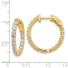 14k Diamond Round Hoop w/Safety Clasp Earrings