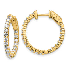 14k Diamond Round Hoop w/Safety Clasp Earrings