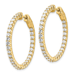 14k Diamond Round Hoop w/Safety Clasp Earrings