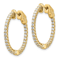 14k Diamond Round Hoop w/Safety Clasp Earrings