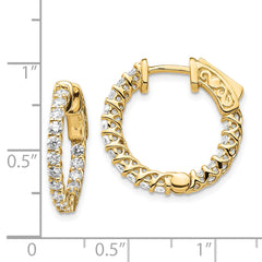 14k Diamond Round Hoop w/Safety Clasp Earrings