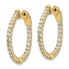 14k Diamond Round Hoop w/Safety Clasp Earrings