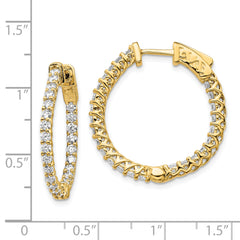 14k Diamond Round Hoop w/Safety Clasp Earrings