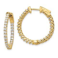 14k Diamond Round Hoop w/Safety Clasp Earrings