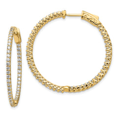 14k Diamond Round Hoop w/Safety Clasp Earrings