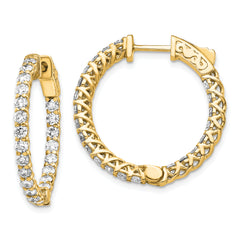 14k Diamond Round Hoop w/Safety Clasp Earrings