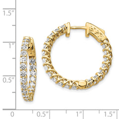 14k Diamond Round Hoop w/Safety Clasp Earrings