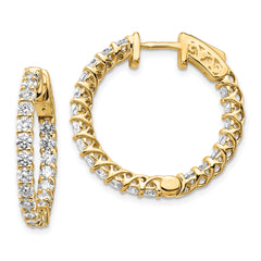 14k Diamond Round Hoop w/Safety Clasp Earrings