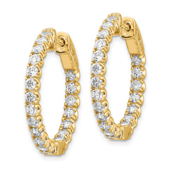 14k Diamond Round Hoop w/Safety Clasp Earrings