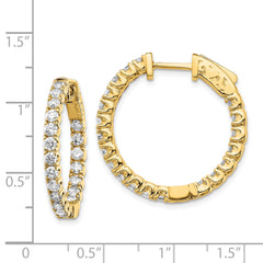 14k Diamond Round Hoop w/Safety Clasp Earrings