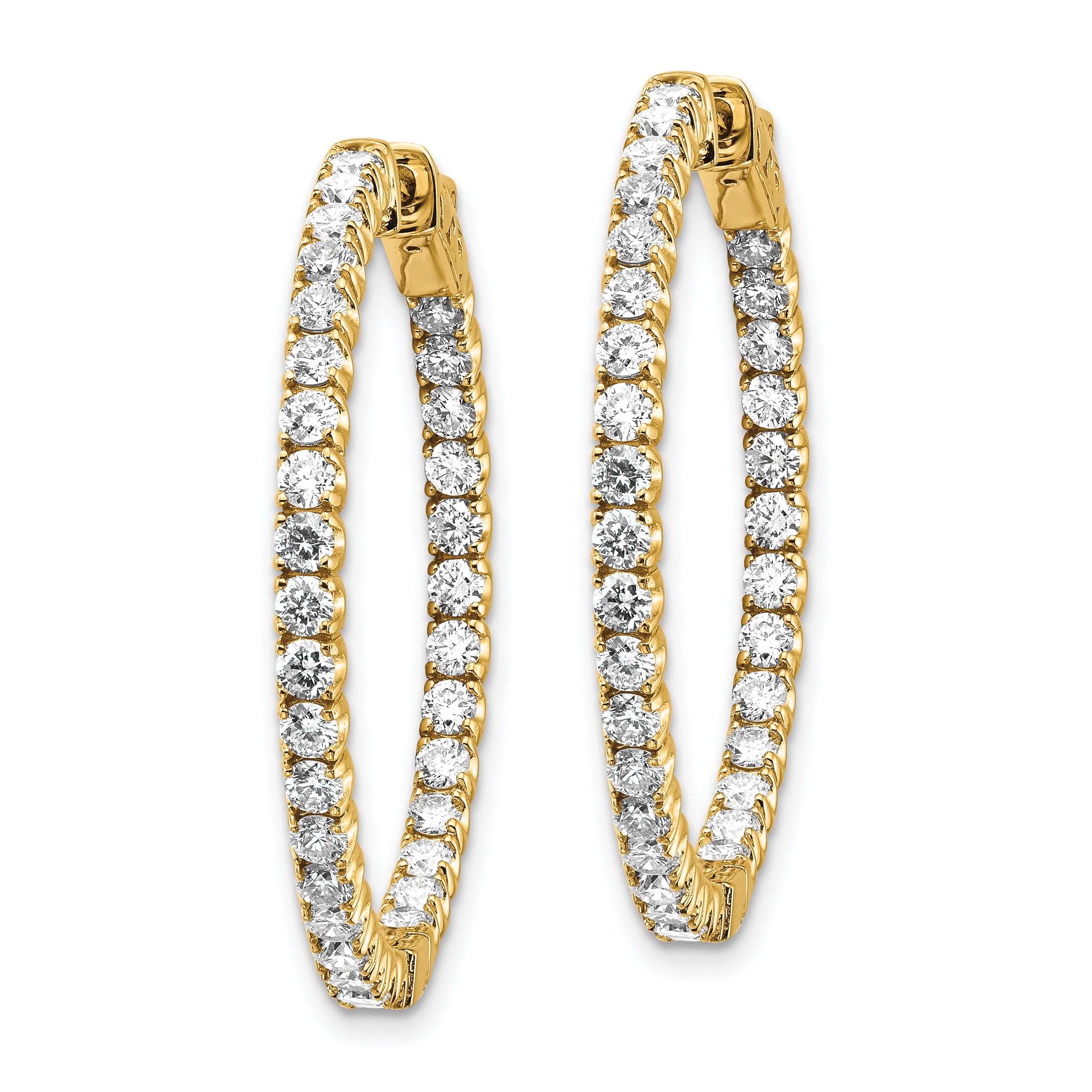 14k Diamond Round Hoop w/Safety Clasp Earrings